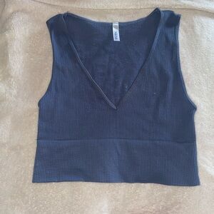 Nikibiki Black Ribbed V-Neck Tank Top